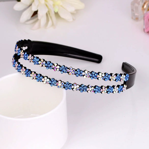 Widebrimmed Hairband Hair Accessories For Women Rhinestone Plum Blossom Painted