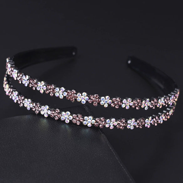Widebrimmed Hairband Hair Accessories For Women Rhinestone Plum Blossom Painted