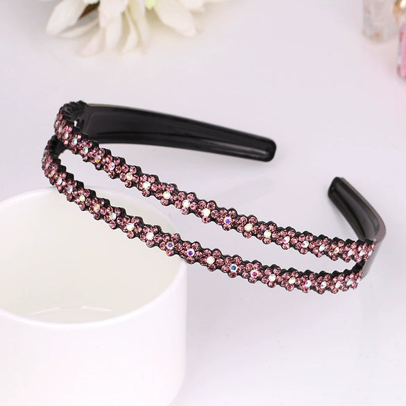 Widebrimmed Hairband Hair Accessories For Women Rhinestone Plum Blossom Painted