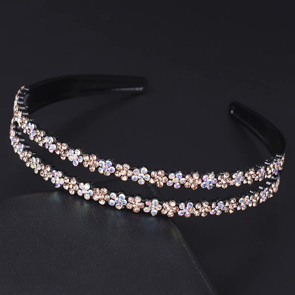 Widebrimmed Hairband Hair Accessories For Women Rhinestone Plum Blossom Painted