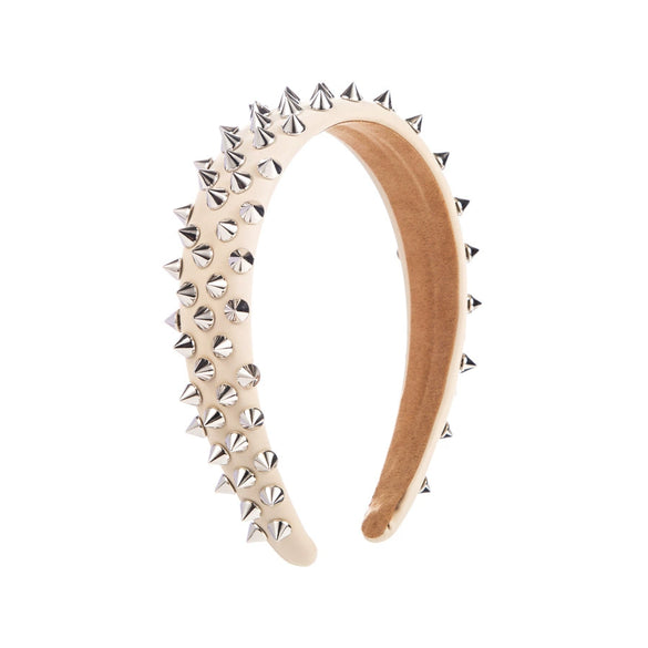 Widebrimmed Leather Headband Jewelry For Women With Rivets Handmade Trendy Cool Geometric Style
