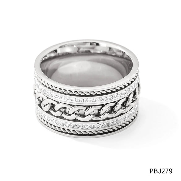 Widesided Exaggerated Multilayer Twist Index Finger Ring For Women Stainless Steel Electroplated