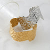 Widesided Irregular Texture Adjustable Open Bracelet In Stainless Steel With Electroplating Minimalist And Geometric Style