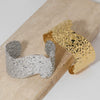 Widesided Irregular Texture Adjustable Open Bracelet In Stainless Steel With Electroplating Minimalist And Geometric Style