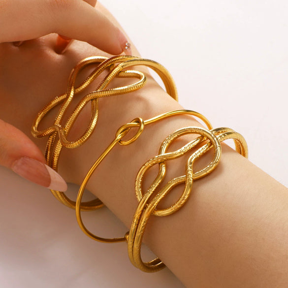 Winding Geometric Stainless Steel Bracelet 18K Vacuum Plated In Furnace Retro Simple Niche Jewelry