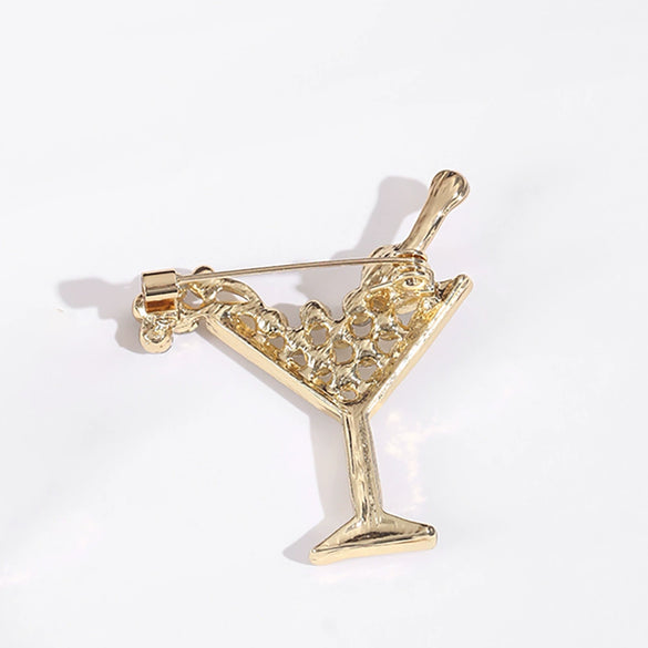 Wine Glass Brooch Alloy Crystal Diamond Geometric Light Luxury Electroplated Clothing Accessories