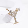 Wine Glass Brooch Alloy Crystal Diamond Geometric Light Luxury Electroplated Clothing Accessories