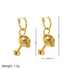 Wine Glass Fruit Pattern Copper Earrings With Electroplating And Old Money Style