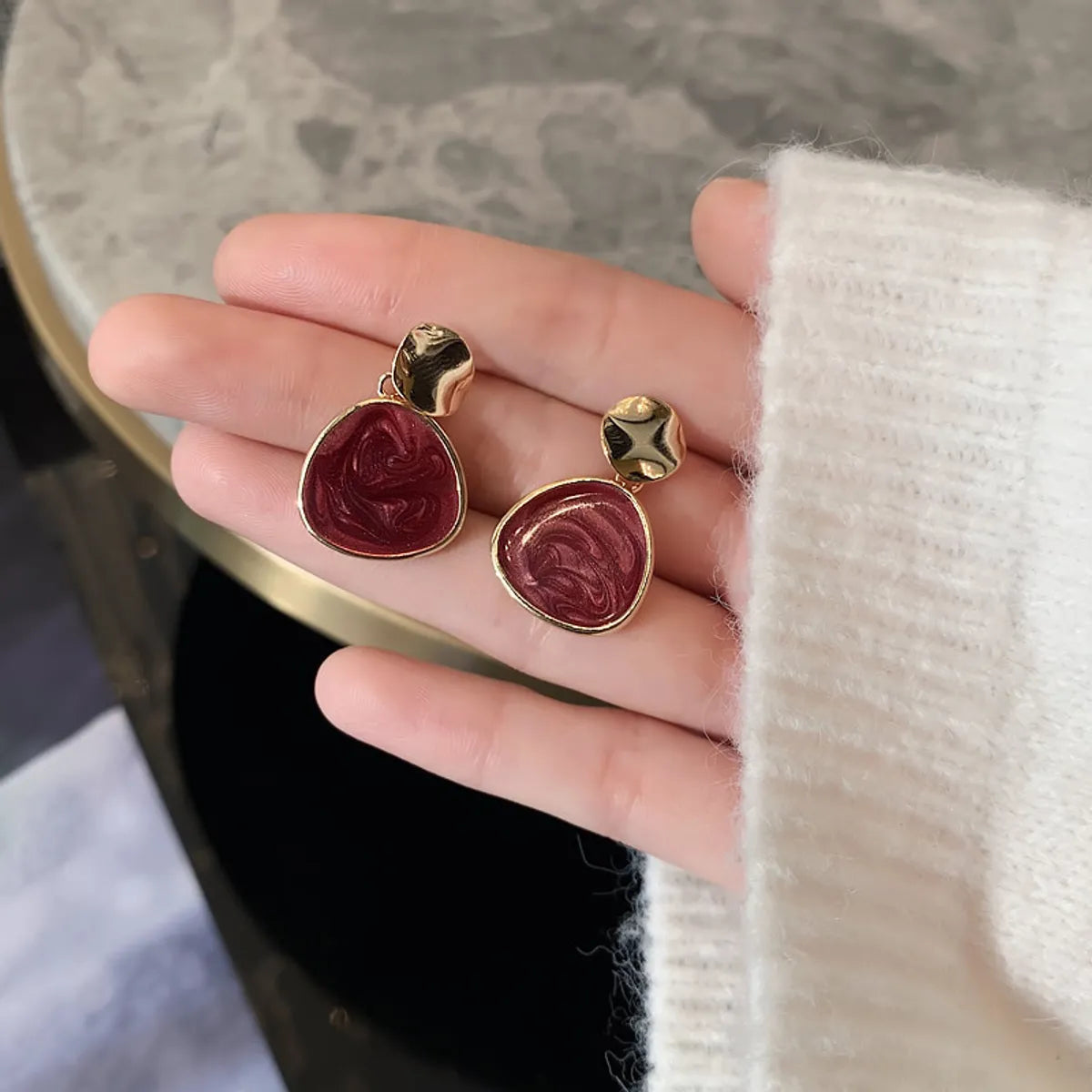 Wine Red Retro Earrings