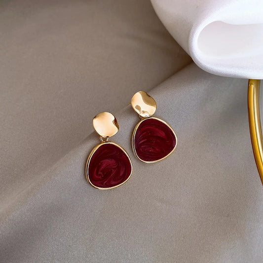 Wine Red Retro Earrings