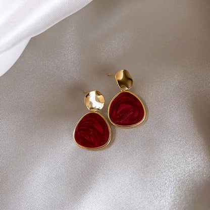 Wine Red Retro Earrings