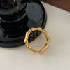 Wiredrawing Bamboo Copper Ring With Geometric Pattern Diamondencrusted Electroplated Open Design For Women Highend Sense