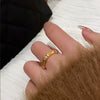 Wiredrawing Bamboo Copper Ring With Geometric Pattern Diamondencrusted Electroplated Open Design For Women Highend Sense