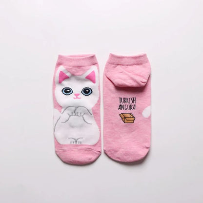 Women&#39;S Cotton Socks Wholesale Cute Cartoon Cat Female Boat Socks Fashion Wild Short Socks