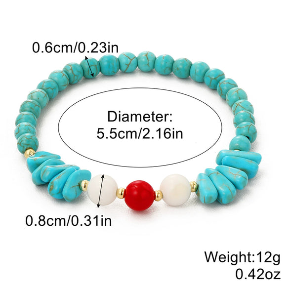 Women Beaded Turquoise Bracelet Handmade Geometric Style