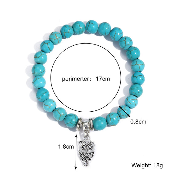 Women Beaded Turquoise Bracelet Handmade Geometric Style