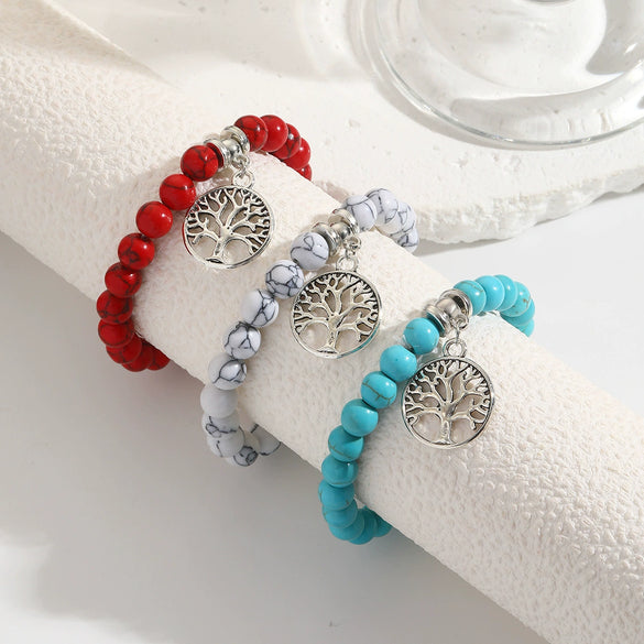 Women Beaded Turquoise Bracelet Handmade Geometric Style