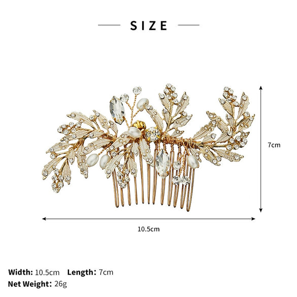 Women Bridal Hairpin Comb Set Alloy Rhinestone Handmade Flower Pearl Hair Accessories Wedding Headdress