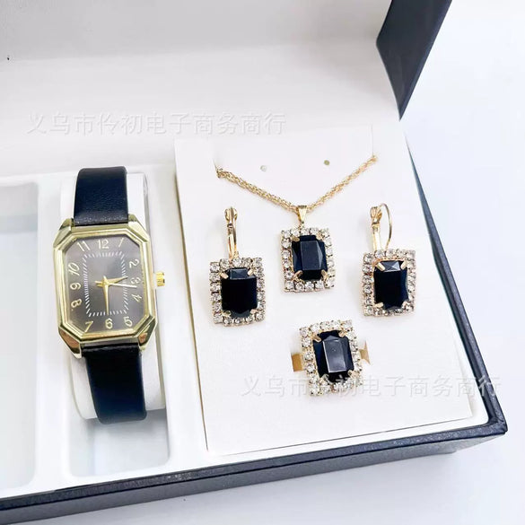 Women Casual Fashion Square Quartz Watch Leather Pu Stainless Steel