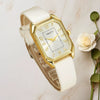 Women Casual Fashion Square Quartz Watch Leather Pu Stainless Steel