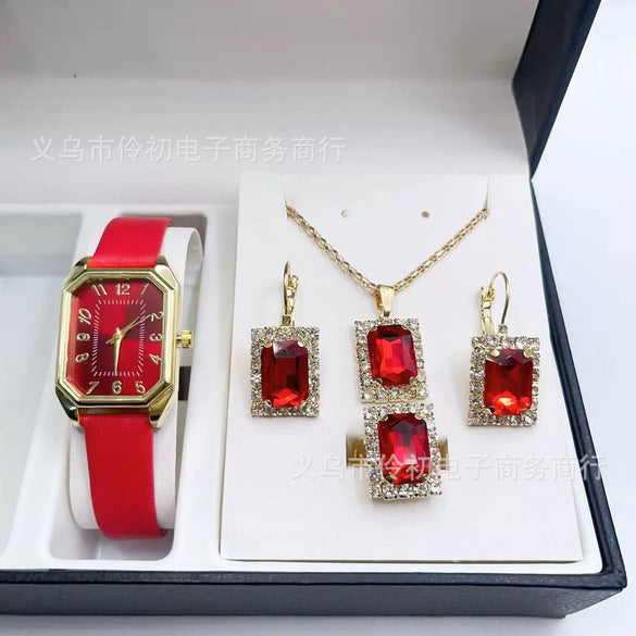 Women Casual Fashion Square Quartz Watch Leather Pu Stainless Steel