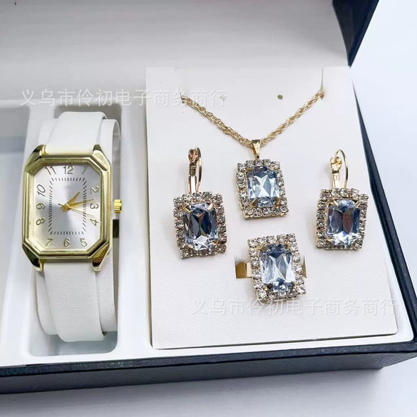 Women Casual Fashion Square Quartz Watch Leather Pu Stainless Steel