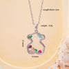Women Copper Gold Plated Love Bear Pendant Necklace With Heart Shape Geometric Pattern And Mixed Gemstone Inlay