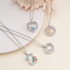 Women Copper Gold Plated Love Bear Pendant Necklace With Heart Shape Geometric Pattern And Mixed Gemstone Inlay
