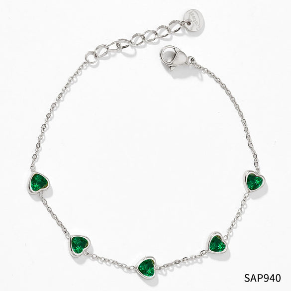 Women Cute Mini Love Heart Zircon Temperament Bracelet Stainless Steel Jewelry Electroplating