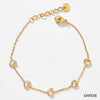 Women Cute Mini Love Heart Zircon Temperament Bracelet Stainless Steel Jewelry Electroplating
