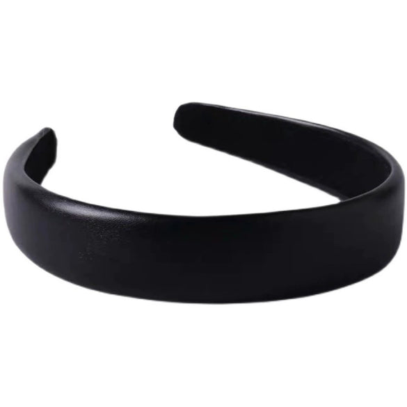 Women Elegant French Style Pu Leather Hair Band Handmade Simple Geometric Headband Hair Accessory