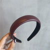 Women Elegant French Style Pu Leather Hair Band Handmade Simple Geometric Headband Hair Accessory