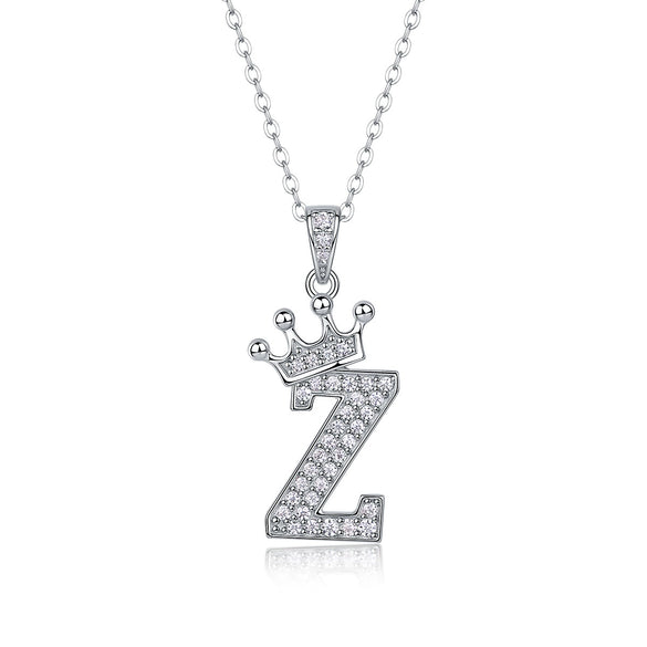 Women Fashion English Alphabet 925 Silver Necklace With Moissanite Inlay And Cross Chain