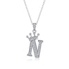 Women Fashion English Alphabet 925 Silver Necklace With Moissanite Inlay And Cross Chain