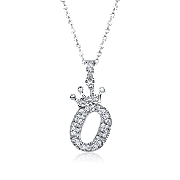 Women Fashion English Alphabet 925 Silver Necklace With Moissanite Inlay And Cross Chain