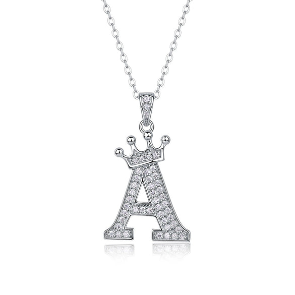 Women Fashion English Alphabet 925 Silver Necklace With Moissanite Inlay And Cross Chain