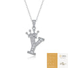 Women Fashion English Alphabet 925 Silver Necklace With Moissanite Inlay And Cross Chain