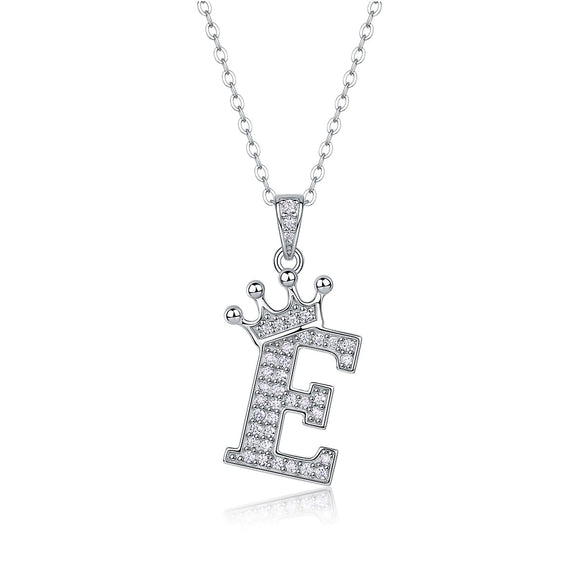 Women Fashion English Alphabet 925 Silver Necklace With Moissanite Inlay And Cross Chain