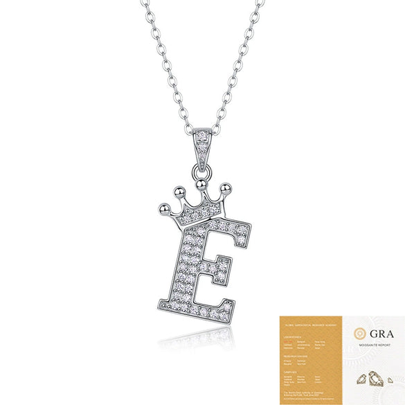 Women Fashion English Alphabet 925 Silver Necklace With Moissanite Inlay And Cross Chain