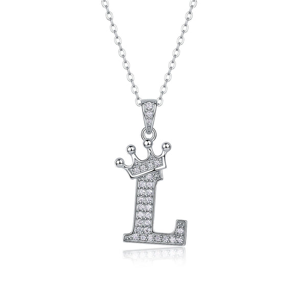 Women Fashion English Alphabet 925 Silver Necklace With Moissanite Inlay And Cross Chain