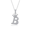 Women Fashion English Alphabet 925 Silver Necklace With Moissanite Inlay And Cross Chain