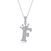 Women Fashion English Alphabet 925 Silver Necklace With Moissanite Inlay And Cross Chain