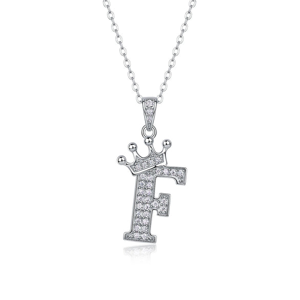 Women Fashion English Alphabet 925 Silver Necklace With Moissanite Inlay And Cross Chain