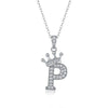 Women Fashion English Alphabet 925 Silver Necklace With Moissanite Inlay And Cross Chain