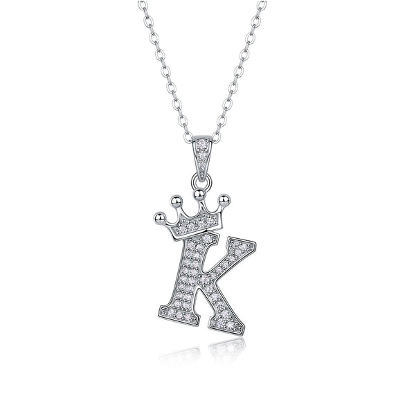 Women Fashion English Alphabet 925 Silver Necklace With Moissanite Inlay And Cross Chain