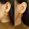 Women Fashion Geometric Pleated Lava Design 316L Stainless Steel Earrings With Electroplating