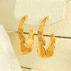 Women Fashion Geometric Pleated Lava Design 316L Stainless Steel Earrings With Electroplating
