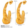 Women Fashion Geometric Pleated Lava Design 316L Stainless Steel Earrings With Electroplating