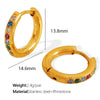 Women Fashion Geometric Round Micro Set Color Zircon 316L Stainless Steel Earrings With Electroplating