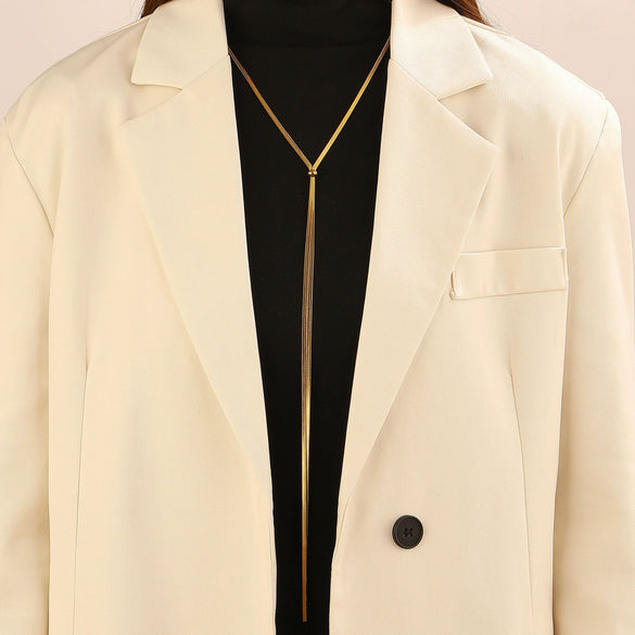 Women Fashion Geometric Stainless Steel Snake Bone Chain Necklace With Electroplating